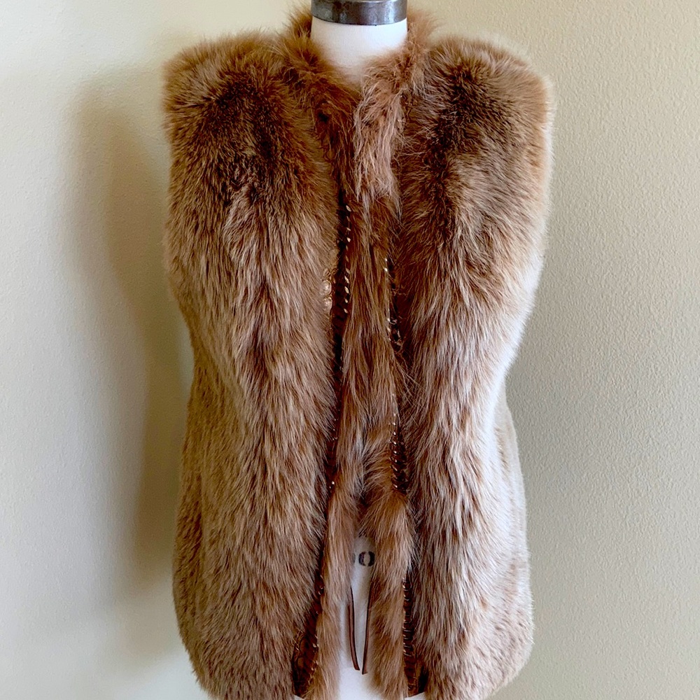 Gucci fox fur leather tie up vest  New with tags